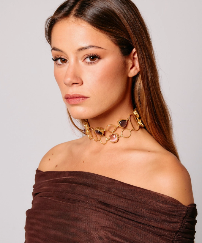 COLLIER CHOCKER QWARTZ - ROSE & BRUN